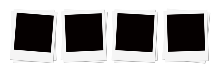Isolated White Polaroid Photo Frame Stack