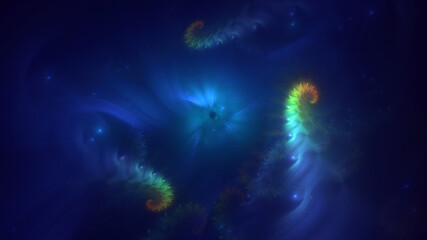 3D rendering abstract multicolor fractal light background