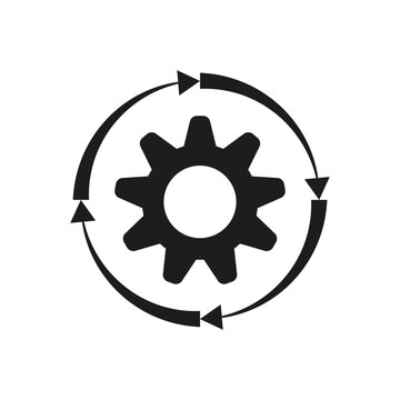 Cogwheel gear, setting symbol. Linear infographic. Vector illustration.