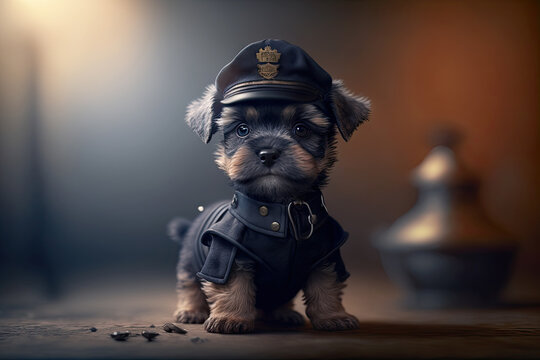 cute puppy police officer, Generative AI