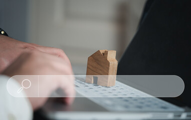 Searching information data about home. House hunting for real estate. Search apartments and houses...