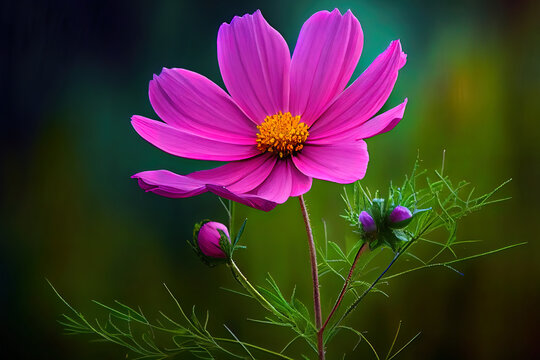 Cosmos flower in the field. Generative Ai