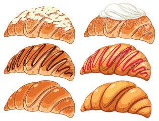 Different delicious croissants collection
