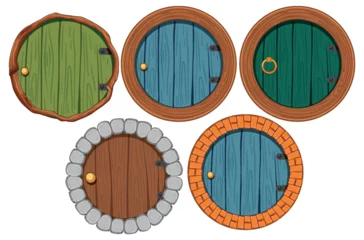 Door stickers Kids Set of hobbit house element decoration