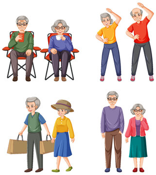 Collection of elderly people characters