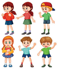 Set of bully kids cartoon character