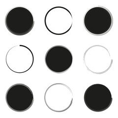 Brush circles. Circle frame set. Round shape. Vector illustration.