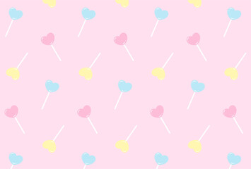 seamless pattern with heart lollipops for banners, cards, flyers, social media wallpapers, etc.