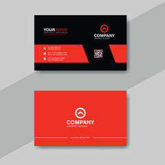 Corporate and clean red and black modern business card template. Premium visiting card vector illustration. Stationery design