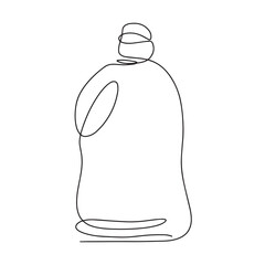 Icon of a bottle with a gel for washing dishes. Drawing with one line of the icon of a bottle with a gel for washing dishes or a gel for washing. Vector illustration.