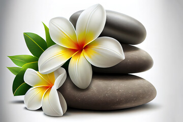spa stones with frangipani. Generative Ai