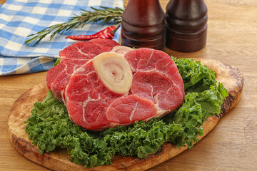 Raw ossobuco beef meat for cooking