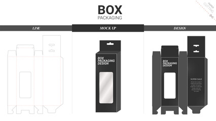 Box packaging and mockup die cut template