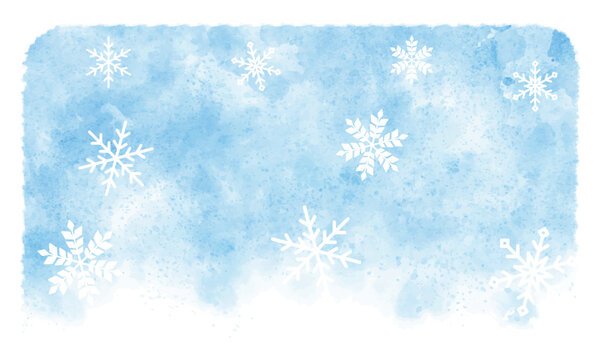 雪の結晶の背景素材、水彩風、手描き風