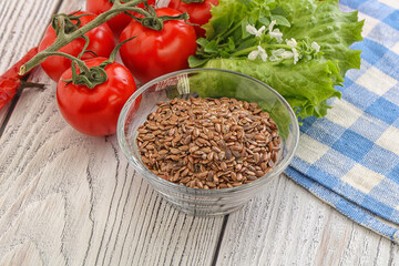 Dry Raw flax seed in the bowl