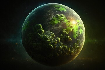 Obraz na płótnie Canvas eco green world planet in space concept realistic very Generative AI 