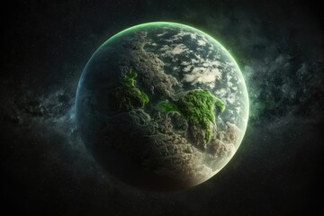Obraz na płótnie Canvas eco green world planet in space concept realistic very Generative AI 3
