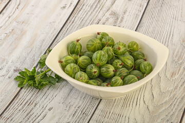 Natural ripe gooseberry heap in the bowl