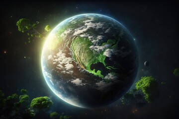 eco green world planet in space concept realistic very Generative AI 4