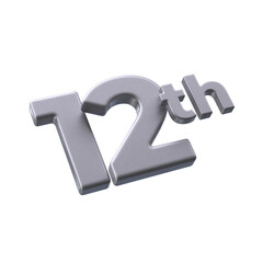 12th 3d illustration with Silver color