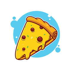 Cute pizza cartoon icon illustration. funny stickers for a family gifts or business suit