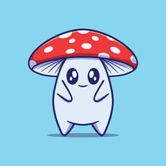 Cute mushroom cartoon icon illustration. funny drawing illustration for kids