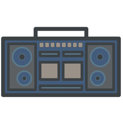 Vintage boombox radio icon with flat style for nostalgia design. Graphic resource of old style music audio sound system. Vector illustration of electronic device for music accesoris with retro style