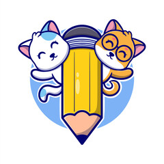 Cute cat cartoon icon illustration. funny animal stickers for education. hand drawing illsutration