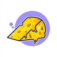 Cute cheese cartoon icon illustration. funny stickers for family gifts or business suit