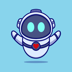 Cute robot cartoon icon illustration. funny modern technology drawing stickers