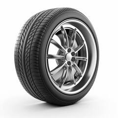 Car tyre on the white background, created with generative AI