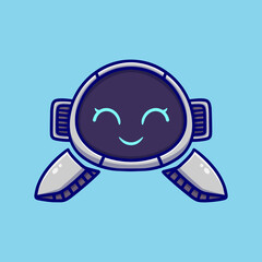 Cute robot cartoon icon illustration. funny modern technology drawing stickers