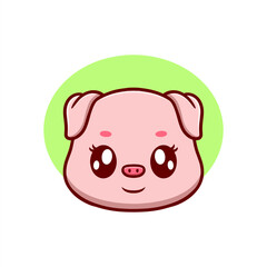 Cute pig cartoon icon illustration. funny animal drawing stickers