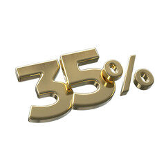 35 percent 3d illustration with Gold color