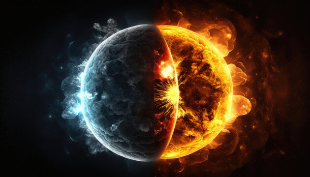 the moon implodes, big explosion, fireball, space, background image