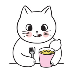 Cartoon cute character white cat vector.