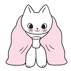Cartoon cute character white cat vector.