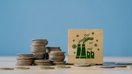 Concept of green Co2 Tax.Carbon tax, environmental and social responsibility business concept....