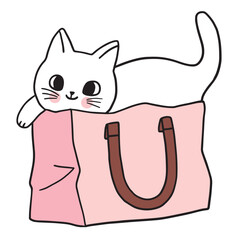 Cartoon cute character white cat vector.