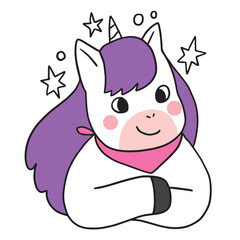 Cartoon cute character unicorn vector.
