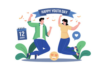 Happy Youth Day Illustration Concept