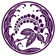 家紋風デザイン / 抱き波に枝藤