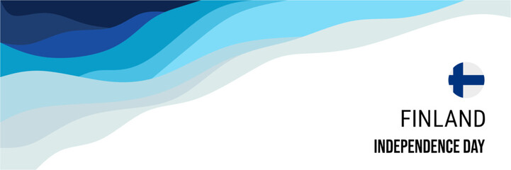 Finland independence day or national day banner vector design. Abstract background with wave and geometric in retro style.  Finland national flag. December 6th