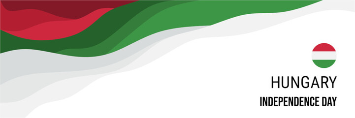 Hungary independence day or national day banner vector design. Abstract background with wave and geometric in retro style.  Hungary national flag. March 15th.