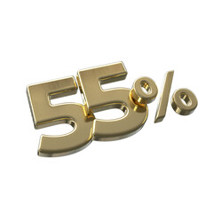 Obraz premium 55 percent 3d illustration with Gold color