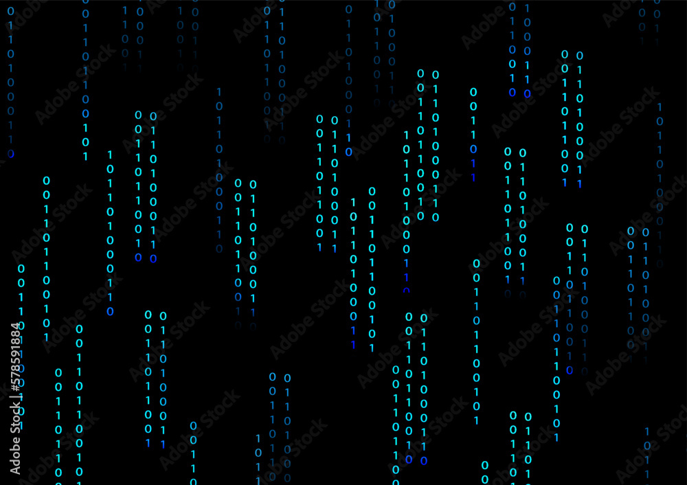 Aufkleber blue binary code on a black background. the concept of the future network technology vector illustra