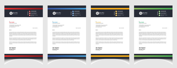 Corporate business colourful letterhead template with a4 size stationary item modern letterhead.
