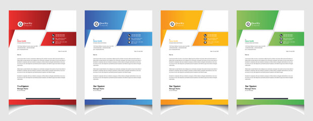 Corporate business colourful letterhead template with a4 size stationary item modern letterhead.
