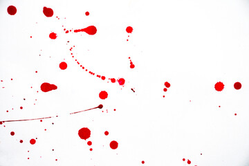 Blood splatters. Red blots of watercolor Realistic bloody splatters for Halloween Drop of blood concept.