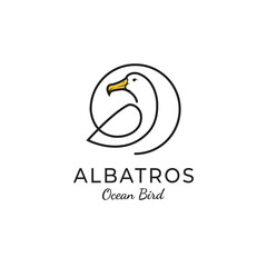 Seagull bird logo with simple minimalist lines